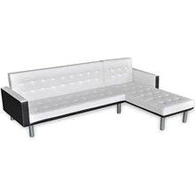 vidaXL Divano Letto a L Pelle Sintetica Bianco Divanetto Sofà Poltrona Moderna