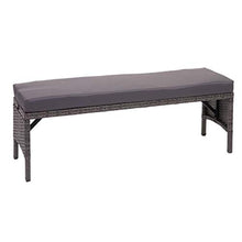 Mendler Panca panchina HWC-G16 polyrattan 112cm Grigio Cuscino Grigio Scuro