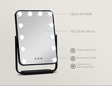 LOVEHOUGE Specchio Hollywood con 3 modalità di Illuminazione,12 Luci A LED,Specchio Cosmetico con Touch Control per Tavolo da Trucco (Include Alimentatore)