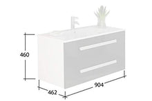 Set da bagno Rapperswil in nero, lavabo frontale lucido, due cassetti Soft Close