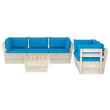 FAMIROSA Set Divani da Giardino su Pallet 6 pz con Cuscini Legno Abete-3520
