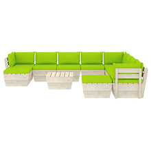 SKM Set Divani da Giardino su Pallet 11 pz con Cuscini Legno Abete (204.7kg) Verde-3695