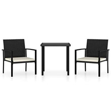 FAMIROSA Set da Pranzo da Giardino 3 pz in Polyrattan Nero-5705