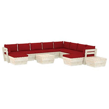 SKM Set Divani da Giardino su Pallet 12 pz con Cuscini Legno Abete (218.2kg) Rosso-3705