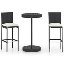 vidaXL Set Bar da Giardino 3 pz con Cuscini Polyrattan Nero