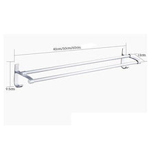 Porta asciugamani a parete multifunzione Space alluminio opaco con gancio doppio bianco argento-Lunghezza 50 cm Supporta da Bagno Portasciugamani da Parete Barra Cucina Bagno