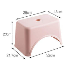 Sgabello in plastica, sgabello basso quadrato ispessito (per adulti e bambini), robusto, adatto per soggiorno, bagno, esterno, ecc, Con tappetino antiscivolo/rosa / 28x18x20cm