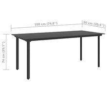 vidaXL Set da Pranzo da Giardino 7 pz in Rattan PVC Nero