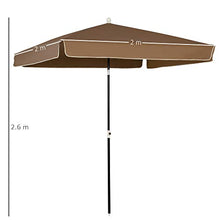 Outsunny Ombrellone da Esterno 200x200cm, Terrazza, Giardino con Tettuccio Quadrato, Regolabile e Portatile, caffè