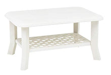 Tomaino Tavolo da appoggio Esterno in plastica Rettangolare 90 x 60 x 46 cm (Bianco)