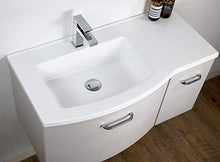 Mobile da bagno sospeso DANA 850 - design leggermente arrotondato - effetto legno bianco crema, Piletta Pop-up:Con piletta Pop-up