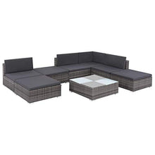 Festnight Set Divani da Giardino con Cuscini, Set Divani da Esterno, Set di Mobili da Giardino in Polyrattan Grigio 8 pz
