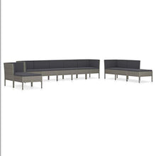 SKM Set Divani da Giardino 10 pz con Cuscini in Polyrattan Grigio (70kg)