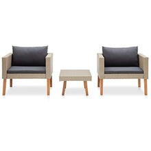 FAMIROSA Set Divani da Giardino 3 pz con Cuscini in Polyrattan Beige-0217