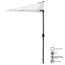 casa.pro] Ombrellone a Mezzaluna Ø300cm Bianco Manovella Giardino Parasol