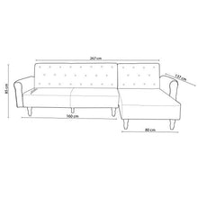 Divano chaise longue Chester 267cm, convertibile in letto, reversibile, grigio.