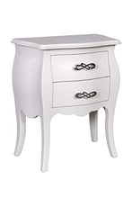 Dmora Comodino Design bombato 2 cassetti, Legno, Bianco, 50 x 60 x 30 cm