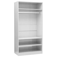 Cikonielf Armadio aperto per appendere e riporre vestiti, con 3 ripiani, per camera da letto, finitura in bianco con brillantini, 100 x 50 x 200 cm