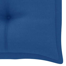 vidaXL Panca da Giardino con Cuscino Blu 112 cm in Legno di Teak