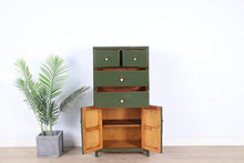 Yajutang credenza cassettiera cinese 4 cassetti 2 ante verde oliva