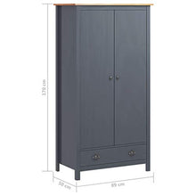 FAMIROSA Armadio a 2 Ante Hill Range Grigio 89x50x170cm Massello di Pino