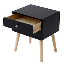 POPSPARK Comodino con cassetto, Comodino Moderno, tavolino/Comodino in MDF per Mobile Camera da Letto (Nero, 42×32×50CM)