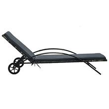 vidaXL Lettino Prendisole in Polyrattan Nero Spiaggia Patio Sdraio Giardino