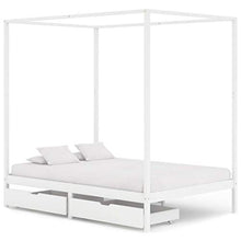 SKM Giroletto con Baldacchino 2 Cassetti Bianco in Pino 140x200 cm