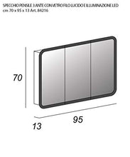 Specchio bagno pensile contenitore 3 ante con specchio filo lucido cm.70x95x13