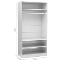 Cikonielf Armadio aperto per appendere e riporre vestiti, con 3 ripiani, per camera da letto, finitura in bianco con brillantini, 100 x 50 x 200 cm