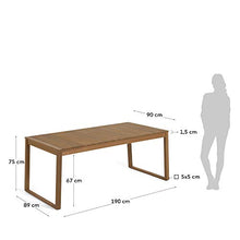 Kave Home - Tavolo da esterno Emili in legno massello di acacia, 190 x 90 cm