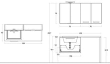 Mobile lavanderia marrone scuro con pensile e specchio - L.138 P.63 x Top Legno c/lavabo in Politek