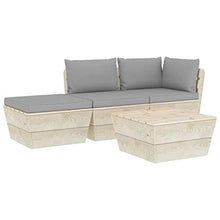 FAMIROSA Set Divani da Giardino su Pallet 4 pz con Cuscini Legno Abete-3433