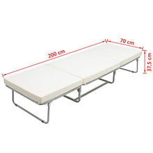 SKM Letto Pieghevole con Materasso Bianco in Acciaio 70x200 cm