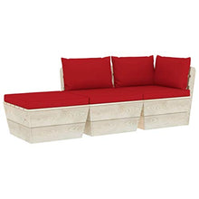 SKM Set Divani da Giardino su Pallet 3 pz con Cuscini Legno Abete (56.1kg) Rosso-3426