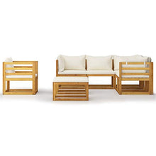 SKM Set Divani da Giardino 8 pz con Cuscini Crema Massello Acacia (83kg)