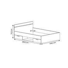Demeyere Smeraldo B4 Struttura Letto Piazza e Mezza, 144,5X204,3X74,2 H cm, Rovere Spazzolato