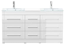 Mobile bagno a terra Vitro Modern con lavabos in vetro bianco lucido