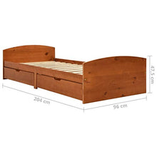 FAMIROSA Giroletto con 2 Cassetti Marrone Miele Legno di Pino 90x200 cm-2156