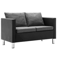 FAMIROSA Set Divani in Similpelle 2 pz Nero e Grigio Chiaro-5505