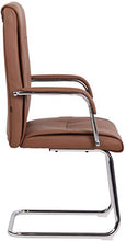 CLP Sedia Sala Pranzo Caro V2 I Sedia Ufficio Cantilever Con Braccioli In Similpelle E Metallo Cromato I Poltroncina Studio Carico Max 120 KG, Colore:marrone chiaro