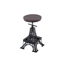 Sgabello Alto da Bar in Stile Torre Eiffel Altezza del Sedile 65 cm (25 Pollici), Struttura in Ferro Cuscino in Legno massello, Nero, per ristoranti, Bar, caffè, Reception