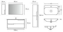 Set Mobile Lavabo Specchio LED Arredo Bagno Moderno Boston100 CERAMICHEMIRANDA-Larice