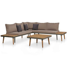Festnight Set Divani da Giardino con Cuscini, Set di Mobili da Giardino, Set Divano Esterno in Legno di Acacia Marrone 4 pz