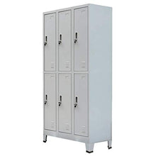 Armadio con 6 Armadietti in Acciaio, con Asta Appendiabiti, 90x45x180 cm, Grigio