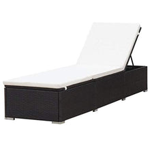 vidaXL Lettino in Polyrattan 195x60x31 cm Marrone e Bianco Crema Sdraio Branda