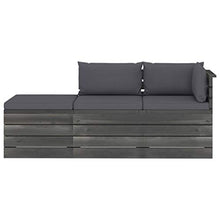 FAMIROSA Set Divani da Giardino su Pallet 3 pz con Cuscini Massello Pino-1767