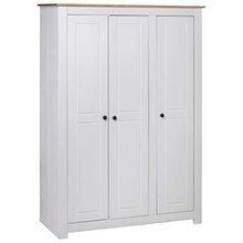 Montloxs Armadio a 3 Ante, 4 Ripiani e Un Ampio Scomparto con un'asta per Appendere, Armadio in Legno di Pino massello, mobili per la Camera da Letto, 118x50x171,5, Bianco