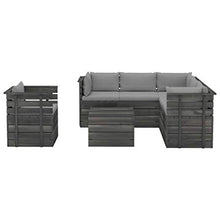 FAMIROSA Set Divani da Giardino su Pallet 7 pz con Cuscini Massello Pino-1912
