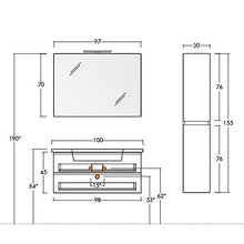bonussi Mobile Bagno Sospeso 100 cm Lavabo Specchio e Pensile Mendel Grigio